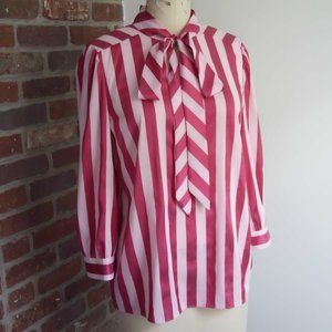 Draper James Tie Neck Striped Blouse 3/4 sleeves